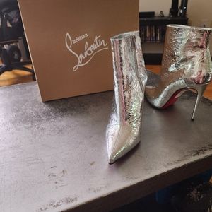 Christian Louboutin Silver Heeled Boots